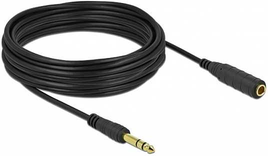 Kabelis Delock jack 6,35 mm 3 pin męski do żeński 10 m (86766)