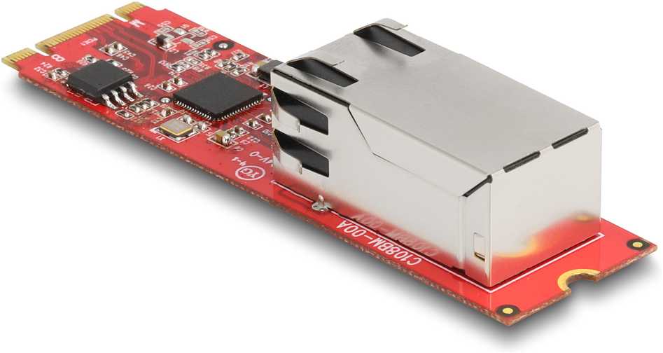 „DeLOCK“ keitiklis, M.2 rakto B+M jungtis į 1 x RJ45 2.5 gigabito LAN prievadą horizontaliai, LAN adapteris