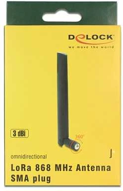 Šakotuvas Delock LoRa 868 MHz antena SMA St. 3 dBi įvairiakryptė 6+ pakreipimo jungtis juoda