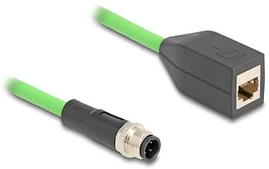 Delock M12 Kabelis D-kodowany 4 Pin Wtyk do RJ45 Lizdas PUR (TPU) 0,5 m (60571)