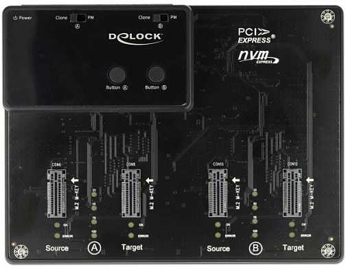 Doko stotelė Delock DeLOCK Doko stotelė M.2 dla 4 x M.2 NVMe PCIe SSD su funkcija klonowania