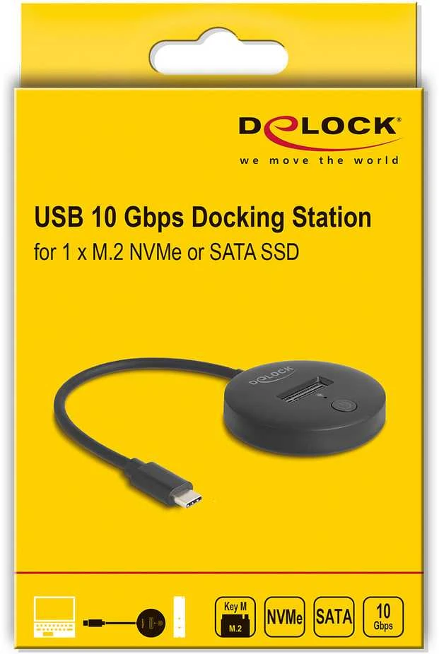 Delock M.2 Dockingstation für M.2 NVMe / SATA SSD mit USB 10 Gbps USB Type-C™ Stecker
