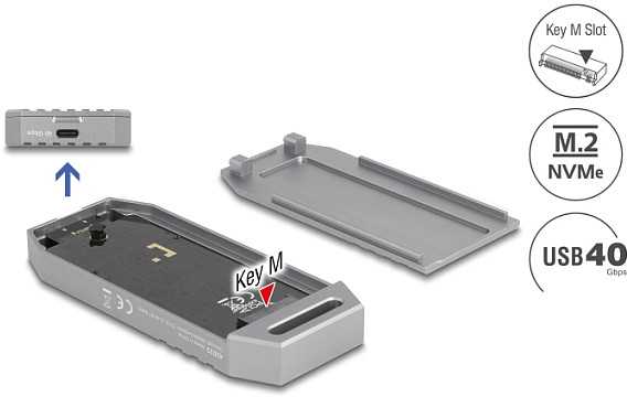 Kieszeń Delock DELOCK M.2 NVMe SSD Gehäuse USB 40 Gbps - werkzeugfrei