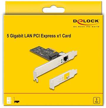 Kontroler Delock DeLOCK PCI Express x1 kortelė, skirta 1 x RJ45 5 Gigabit LAN RTL8126