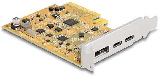 „Controller Delock DeLOCK PCIe x4“ plokštė, skirta 1x išoriniam USB-C 10 Gbit/s prievadui + 1x išoriniam USB-C DP Alt Mode, USB valdiklis