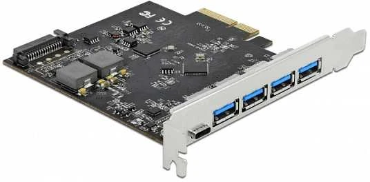 Delock PCI Express x4 kortelė su 1 x USB Type-C + 4 x USB Typ-A prievadais – itin greitas USB 10 Gbps