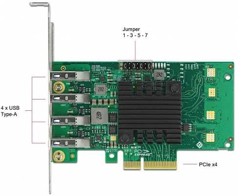 „Delock“ valdiklis PCIe 2.0 x4 - 4x USB 3.0 (89048)