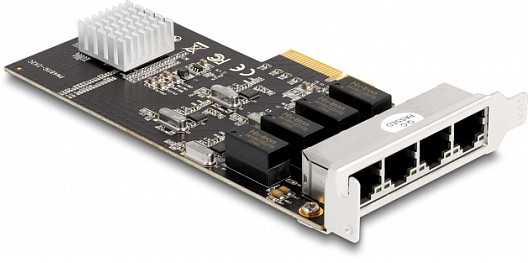 Kontroler Delock DeLOCK PCIe x4 to 4 x RJ45 Gbit, LAN adapter (Realtek RTL8111H)