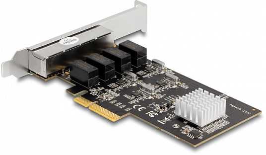 Kontroler Delock DeLOCK PCIe x4 to 4 x RJ45 Gbit, LAN adapter (Realtek RTL8111H)