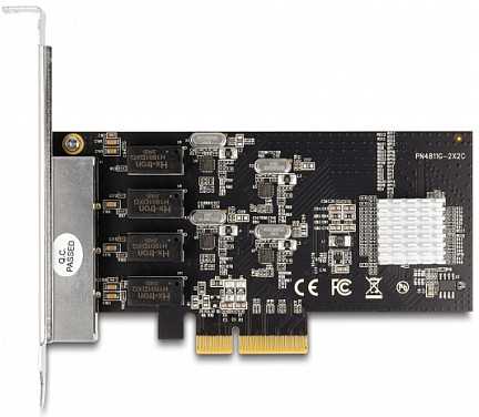 Kontroler Delock DeLOCK PCIe x4 to 4 x RJ45 Gbit, LAN adapter (Realtek RTL8111H)