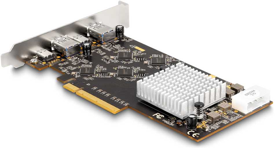 Karta dźwiękowa Delock Karta PCI Express x8 su 2 x USB 20 Gbps USB Type-C żeńska i 2 x USB 10 Gbps Typ-A żeńska - Quad Channel