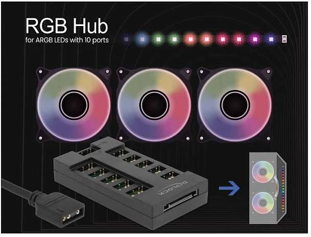 Šakotuvas Delock RGB Hub skirtas ARGB šviesos diodams su 10 prievadų