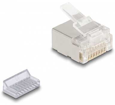DeLOCK RJ45 modulinis kištukas Cat.6A plonesniam ir plokščiam kabeliui, 100 vnt. rinkinys, RJ45, Balta, Vyr., Polikarbonatas (PC), Cat6a, 12,5 mm