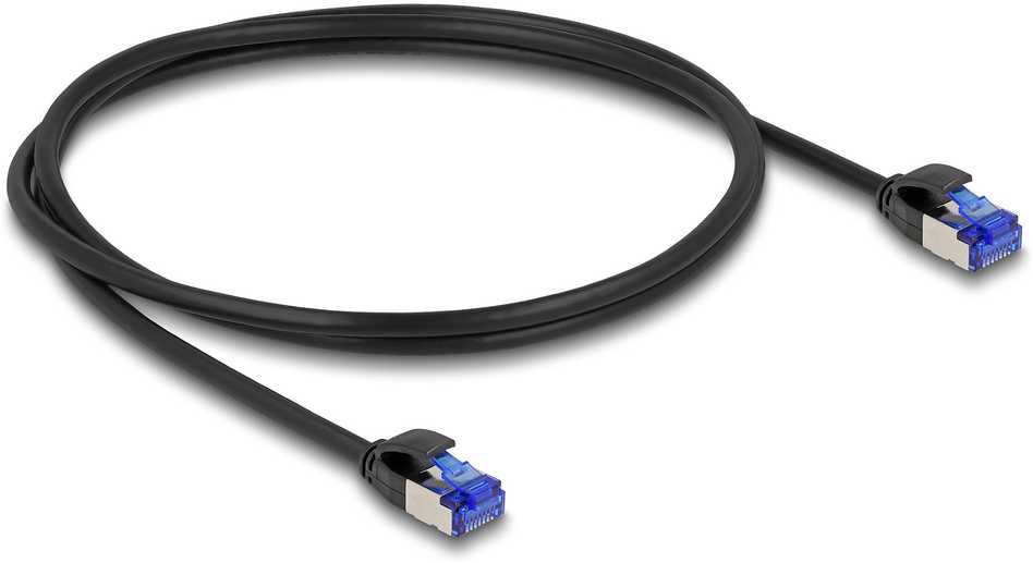 Delock Delock - Patch-Kabelis - RJ-45 (M) zu RJ-45 (M) - 1 m - 4.5 mm - S/FTP - CAT 6a - halogenfrei, be Haken - Juodas