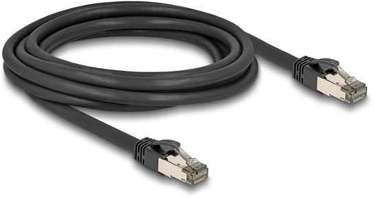Delock DeLOCK RJ-45 tinklo kabelis Cat.6a U/FTP itin lankstus (juodas, 3 metrai, vidinis nerūdijančio plieno apvalkalas)