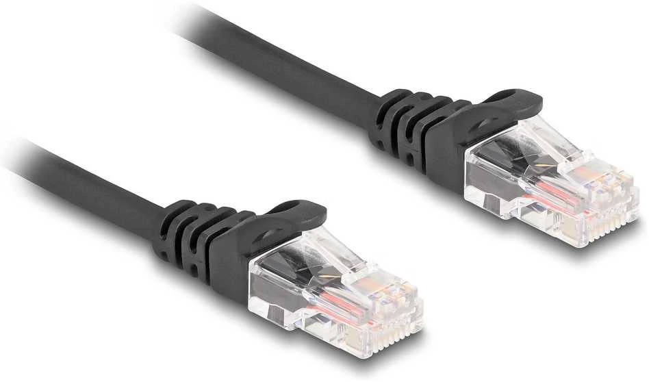 „DeLOCK“ RJ45 spiralinis kabelis, kištukas į kištuką, Cat.5e, 3 m, juodas, 3 m, Cat5e, RJ-45, RJ-45, juodas