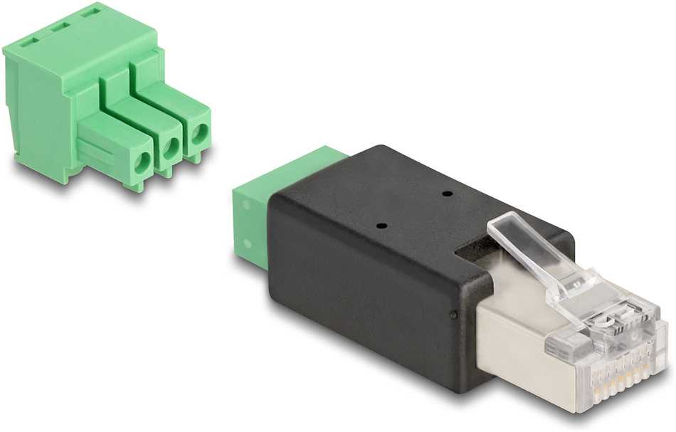 Delock DeLOCK 66607 zmieniacz płci / kabli RJ45 3 pin terminal block Juodas, Žalias