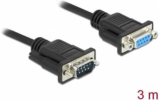 Delock RS-232 nuoseklusis kabelis D-Sub9 kištukas į lizdą Nullmodem su siauru kištuko korpusu 3 m (86617)