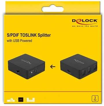 Delock S/PDIF TOSLINK skirstytuvas 1 į 3 išvestis su USB maitinimo šaltiniu