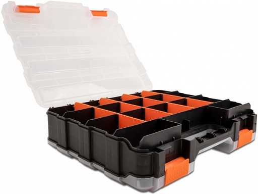 DeLOCK rūšiavimo dėžė su 34 skyriais 320 x 270 x 80 mm oranžinė / juoda, daiktadėžė, juoda, oranžinė, stačiakampė, plastikinė, vienspalvė, 270 mm