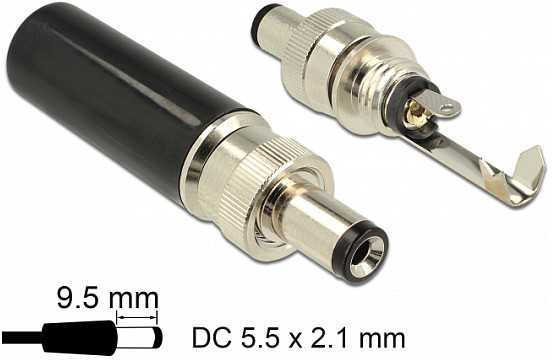 DELOCK jungtis DC 2.1x5.5x9.5mm (juodas)