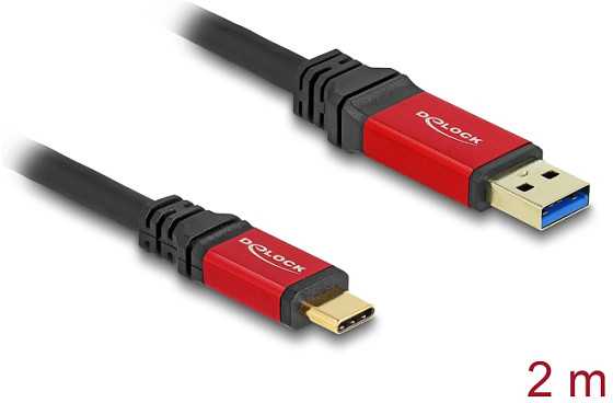 Kabelis USB Delock USB-A - USB-C 2 m Juodai-raudona (80618)