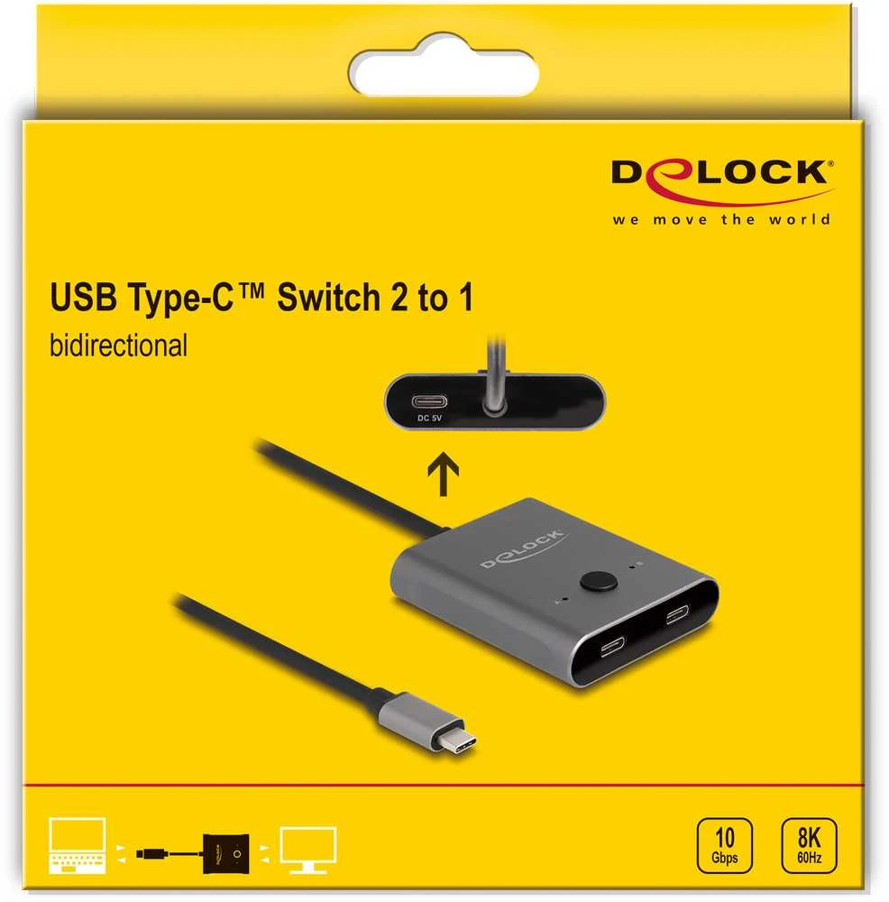 DLC DeLOCK 11500 sąsajos šakotuvas USB 3.2 Gen 2 (3.1 Gen 2) Type-C 10000 Mbit/ai Pilka