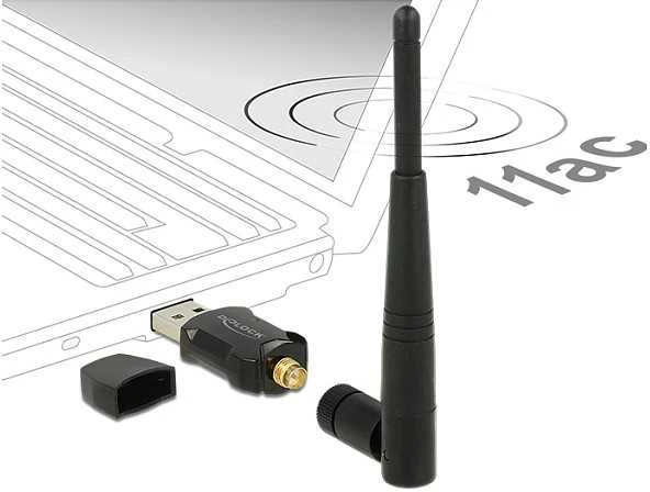 „Delock“ WLAN USB 2.0 atmintinė, dviejų dažnių juosta 2,4/5 GHz WLAN_AC 433