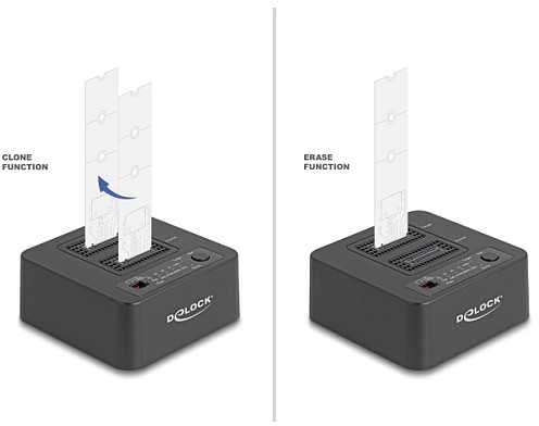Doko stotelė Delock USB 20 Gbps doko stotelė dla 2 x M.2 NVMe PCIe SSD su funkcija klonowania i usuwania