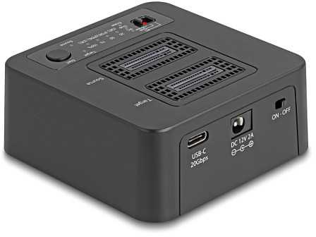 Doko stotelė Delock USB 20 Gbps doko stotelė dla 2 x M.2 NVMe PCIe SSD su funkcija klonowania i usuwania