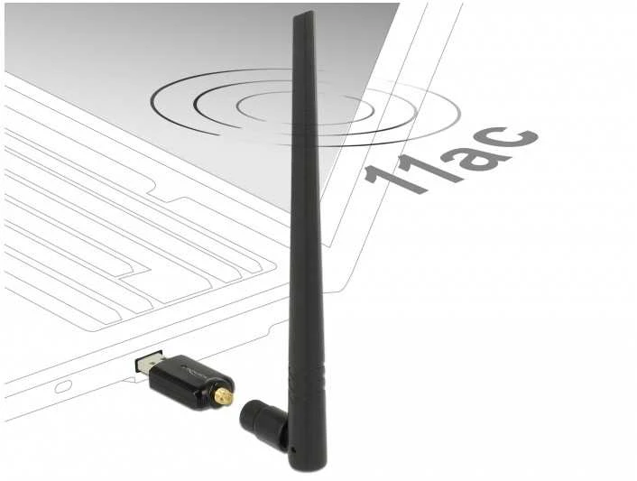 „Delock WLAN USB3.0 Stick“ dviejų juostų 2,4/5 GHz WLAN_AC 867+300 išorinė antena