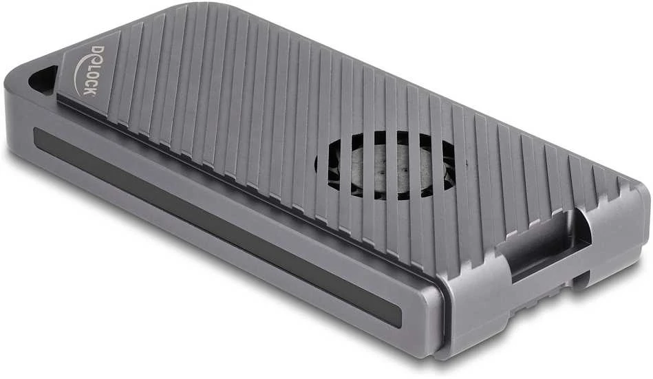 Delock USB 40 Gbps Gehäuse für 1 x M.2 NVMe SSD im Gaming Style mit LED und Lüfter - werkzeugfrei