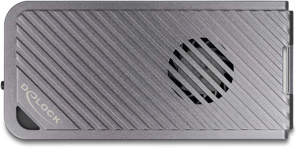 Delock USB 40 Gbps Gehäuse für 1 x M.2 NVMe SSD im Gaming Style mit LED und Lüfter - werkzeugfrei