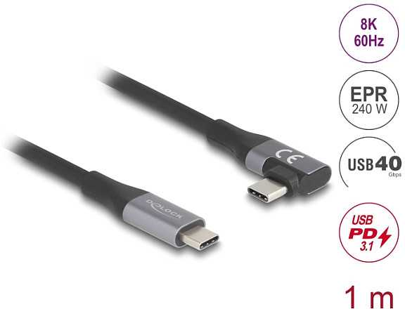 Kabelis USB Delock USB-C - USB-C 1 m Juodas (81131)