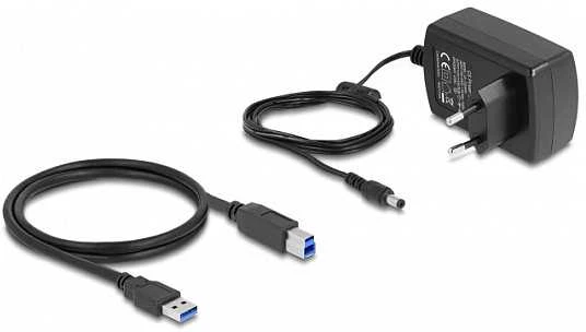 DeLOCK USB dviguba dokingo stotis 2 x SATA HDD / SSD su klonavimo funkcija ir kortelių skaitytuvu + papildomu USB prievadu, HDD, SSD, Serial ATA III, 2.5, 3.5", USB 3.2 Gen 1 (3.1 Gen 1) Type-B, juoda, plastikas