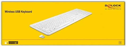 Delock USB klaviatūra 2,4 GHz belaidė balta (plokščia)