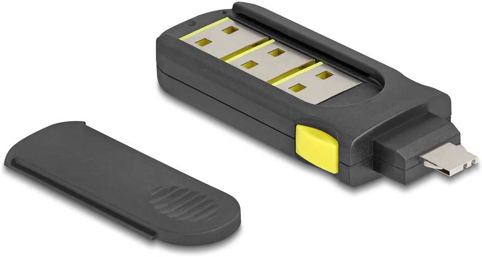Delock DeLOCK 22031 prievadų blokatorius Prievado užraktas su USB Type-A raktu Juoda, Geltona 1 vnt.