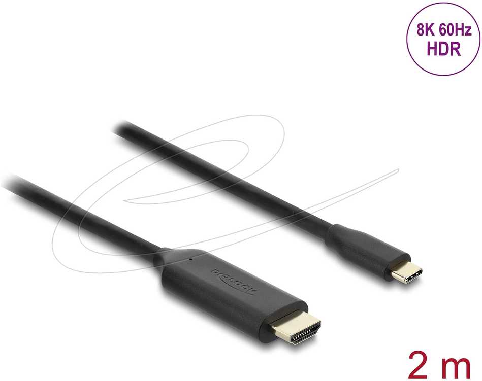 Delock USB Type-C do HDMI kabelis (DP Alt Mode) 8K 60 Hz su HDR funkcja 2 m juoda