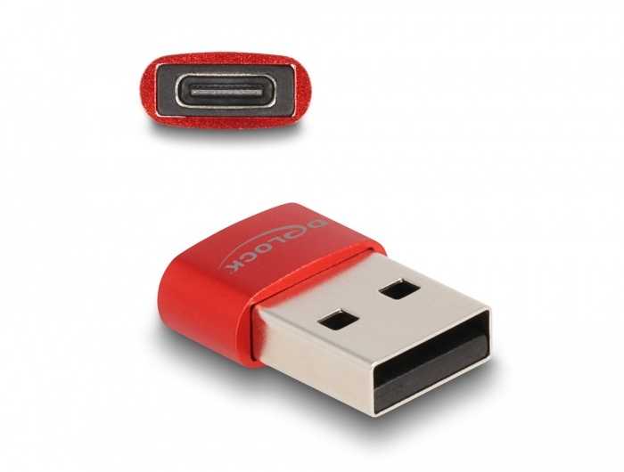 Adapteris USB Delock 60050 USB-A - USB-C Raudona (60050)