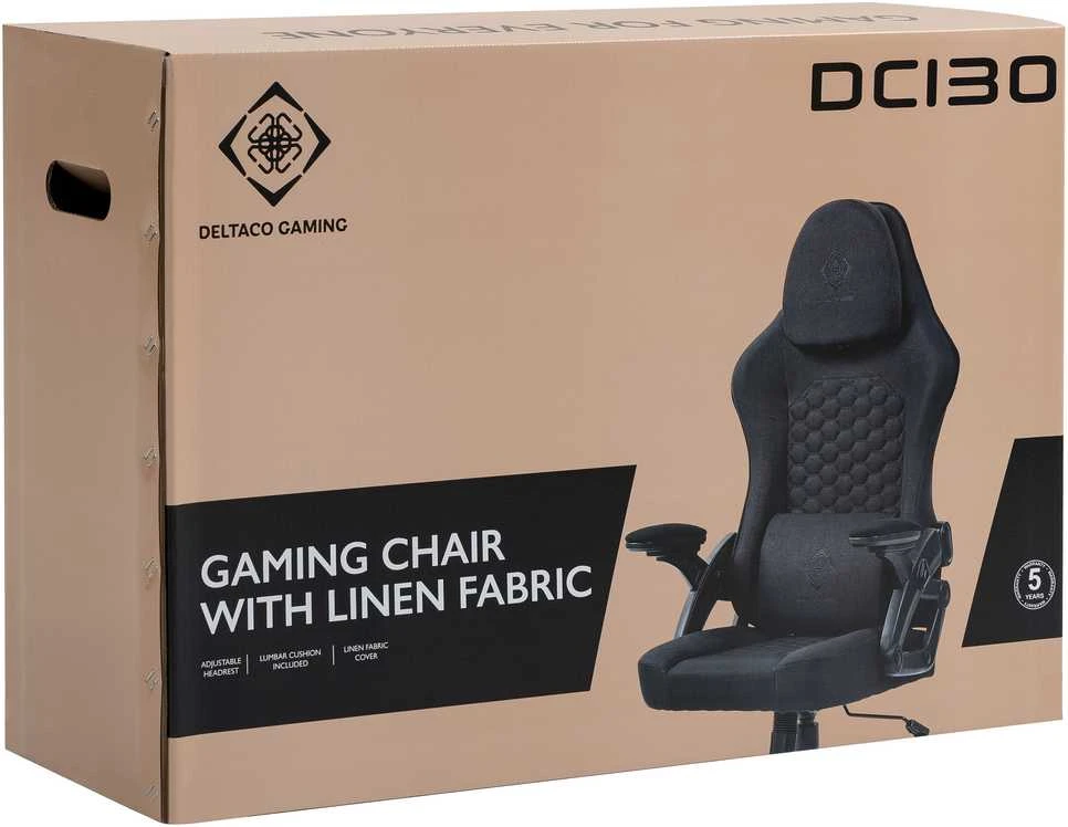 DC130 žaidimų kėdė DELTACO GAMING, juoda su minkštu lininiu audiniu / 4222376 / GAM-180