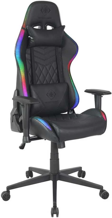 Žaidimų kėdė Deltaco GAM-080 Gaming Chair, PU oda, su RGB pašvietimu, Juoda