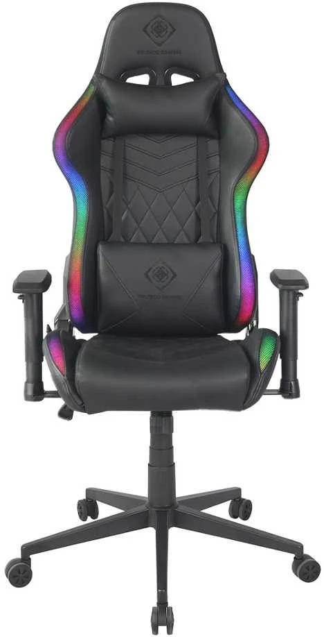 Žaidimų kėdė Deltaco GAM-080 Gaming Chair, PU oda, su RGB pašvietimu, Juoda