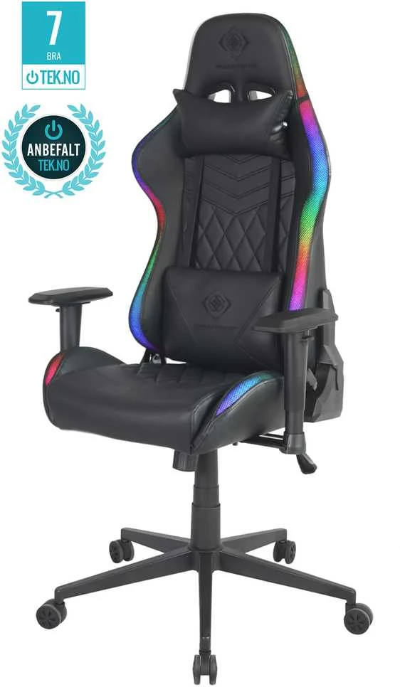 Žaidimų kėdė Deltaco GAM-080 Gaming Chair, PU oda, su RGB pašvietimu, Juoda