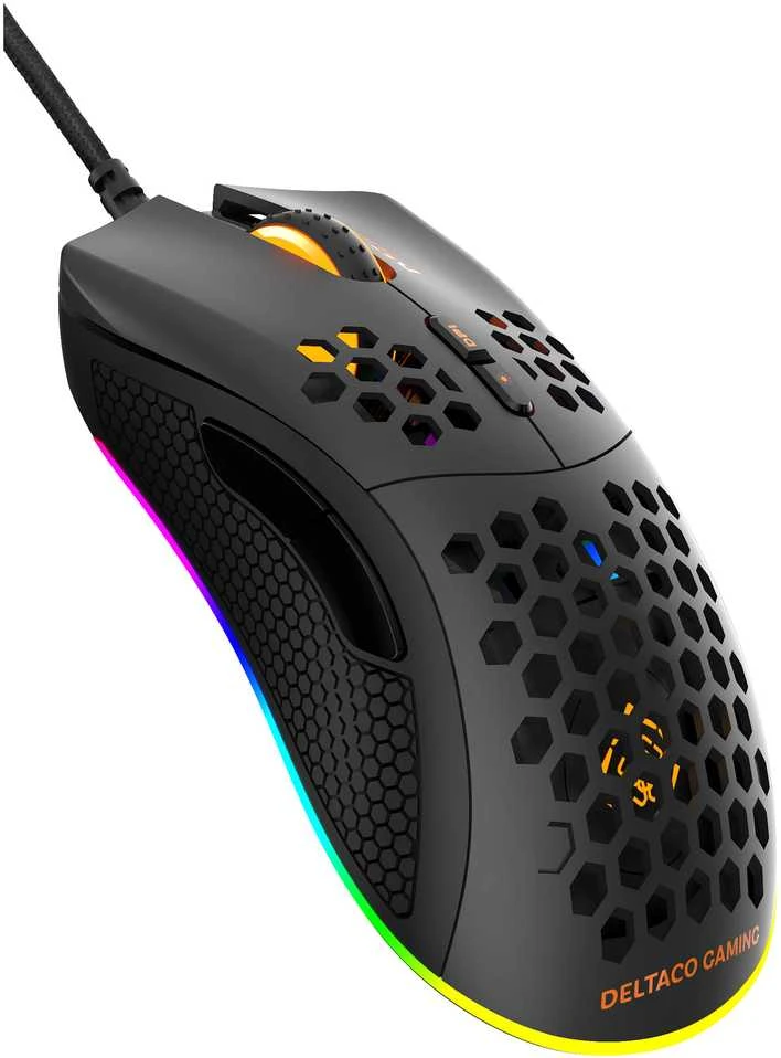 Pelė DELTACO GAMING su laidu, 6400 DPI, RGB, USB, juoda / GAM-108