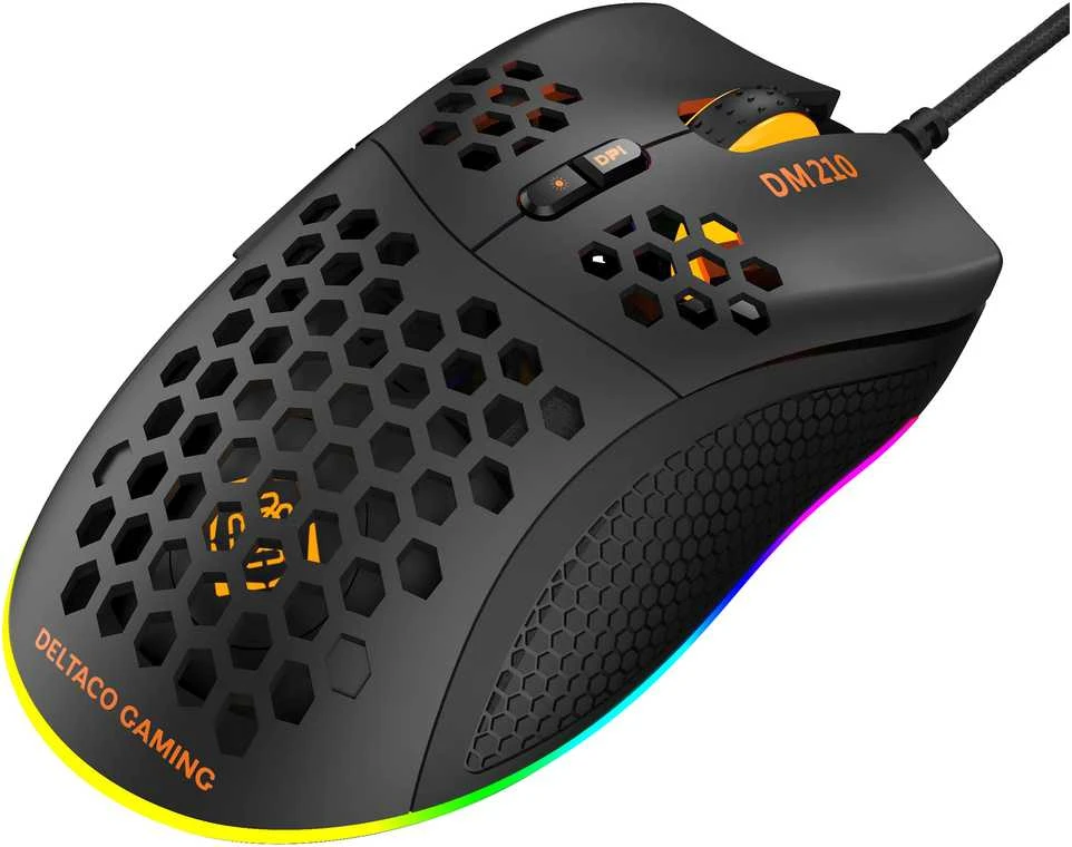 Pelė DELTACO GAMING su laidu, 6400 DPI, RGB, USB, juoda / GAM-108