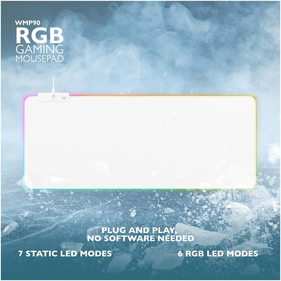 Pelės kilimėlis DELTACO GAMING, 6xRGB režimai, 90x36cm, baltas / GAM-079-W