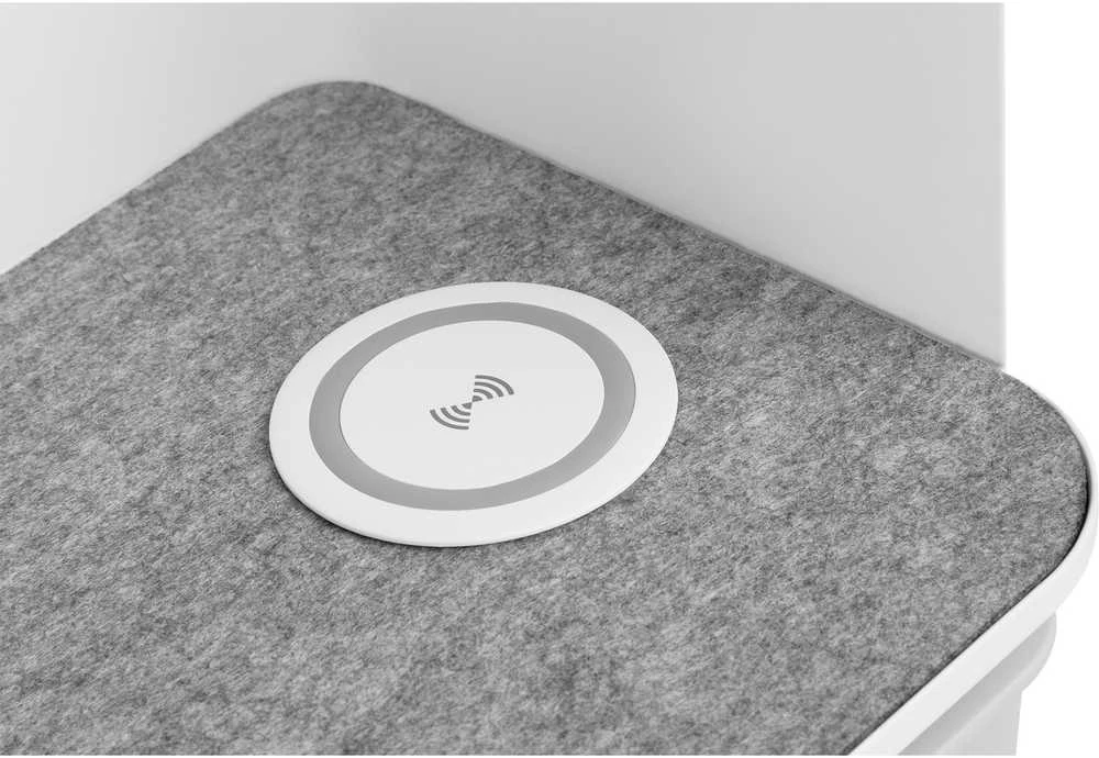 „Digitus“ stalo tvarkyklė su „Qi Charger“ veltiniu Balta Ir Pilka
