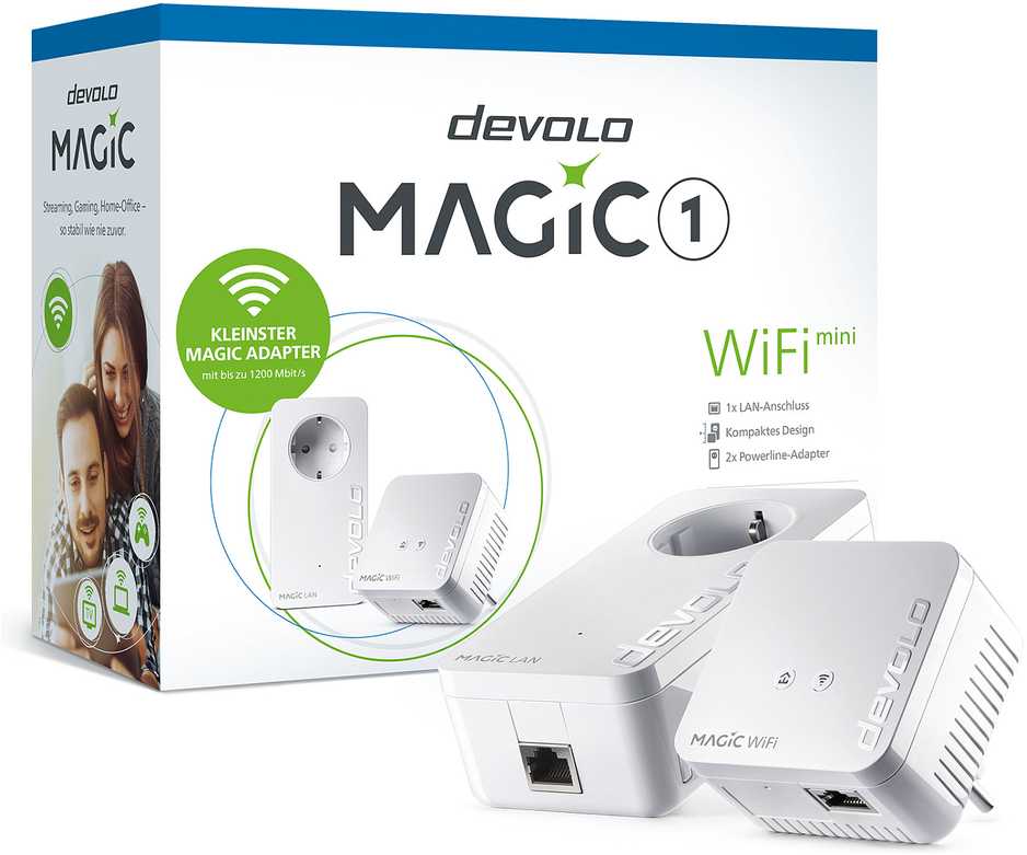 Maršrutizatorius devolo Magic 1 WiFi 2-1-2 Starter Kit mini, Powerline + WiFi (2 adapters)