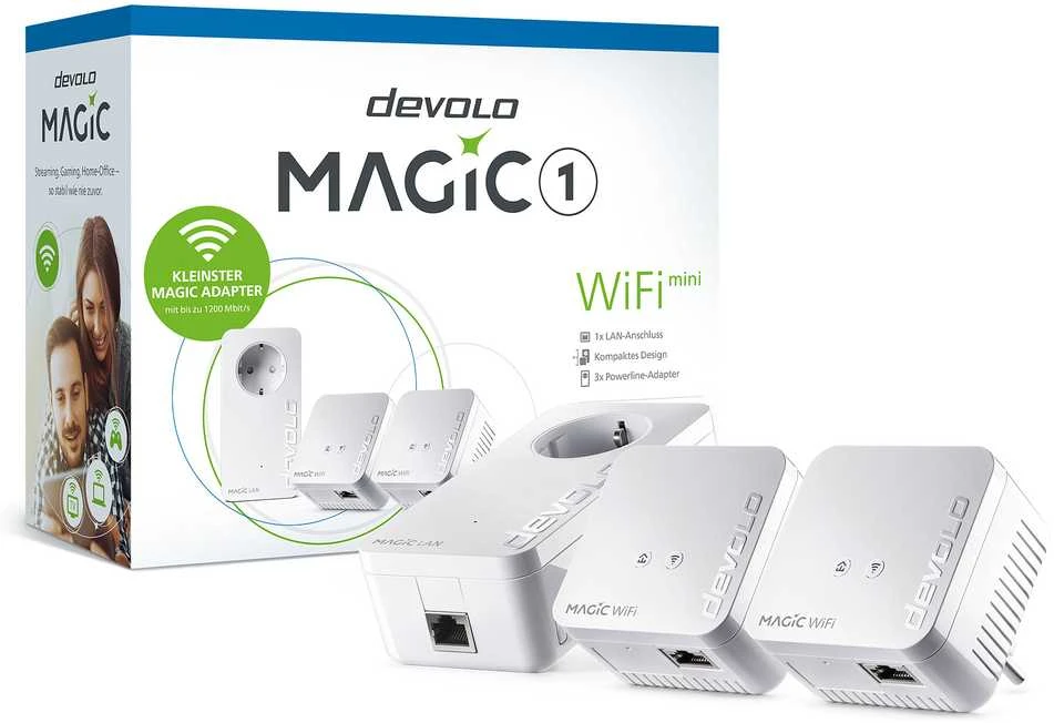 Maršrutizatorius Adapteris Powerline Devolo devolo Magic 1 WiFi 2-1-3 Multikit mini, Powerline + WiFi (3 adapteriai)
