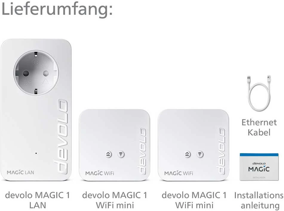 Maršrutizatorius Adapteris Powerline Devolo devolo Magic 1 WiFi 2-1-3 Multikit mini, Powerline + WiFi (3 adapteriai)